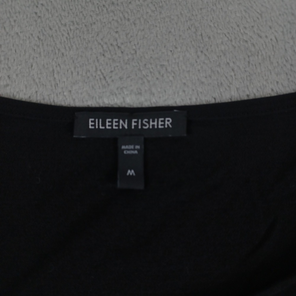 Eileen Fisher Dress Womens Medium Black Silk Pullover Preppy Designer - Picture 4 of 9